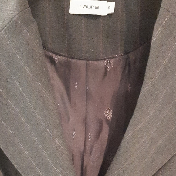 LAURA💝BLAZER➕MIDI SKIRT Gray Pinstripe SUIT💝Blazer Sz 10 Skirt Sz 12 - Picture 4 of 11